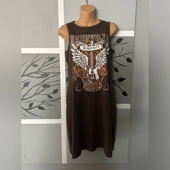 NEW Women’s Nashville Music City Retro Western Graphic Bodycon Mini Dress - Picture 2 of 6